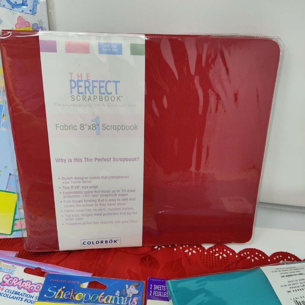 2X COLORBOK 8"X8" MEMORY BOOK Front Photo Window & Red 8x8 Plus tons of extras!! - Picture 3 of 14